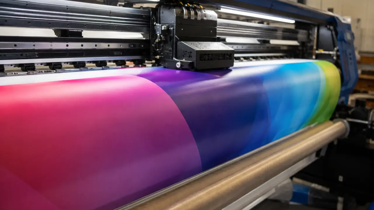 Processus d'impression numérique sur panneaux de tissu de structure gonflable événementielle