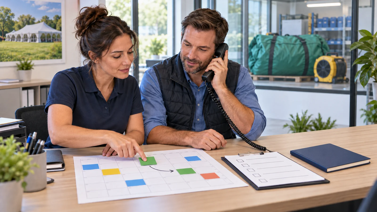 Illustration conceptuelle du report d&rsquo;une location et de la communication client.
