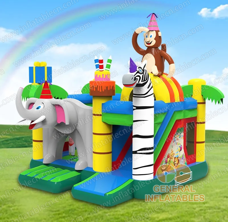 GCO-089 Château gonflable pour fête d'anniversaire multi-animaux
