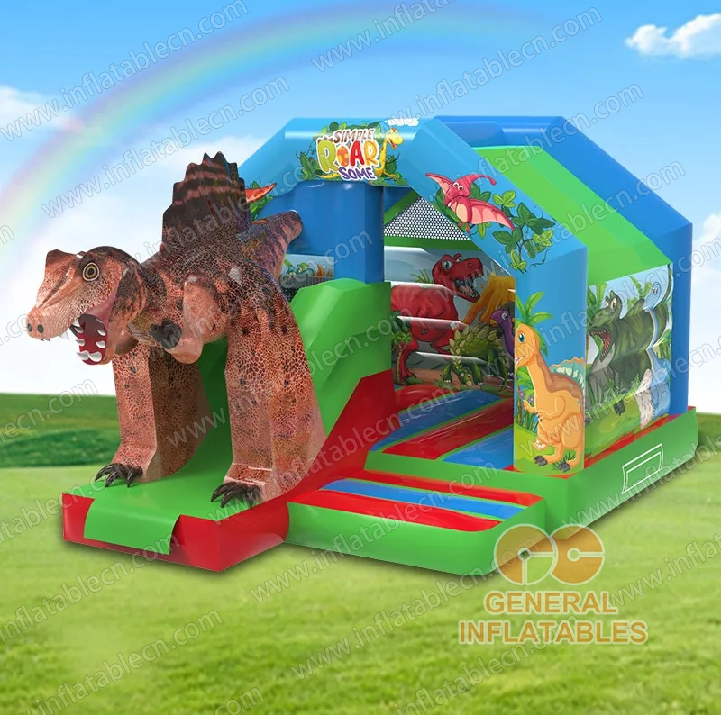 GCO-091 Château gonflable Dino avec toboggan combiné